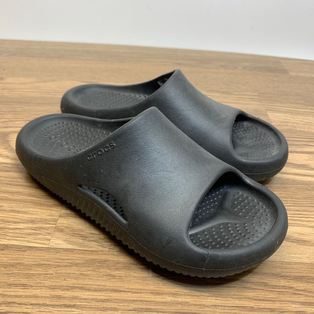Crocs Mellow Black Recovery Slides - US Women Size 6 Mens 4 Sandals